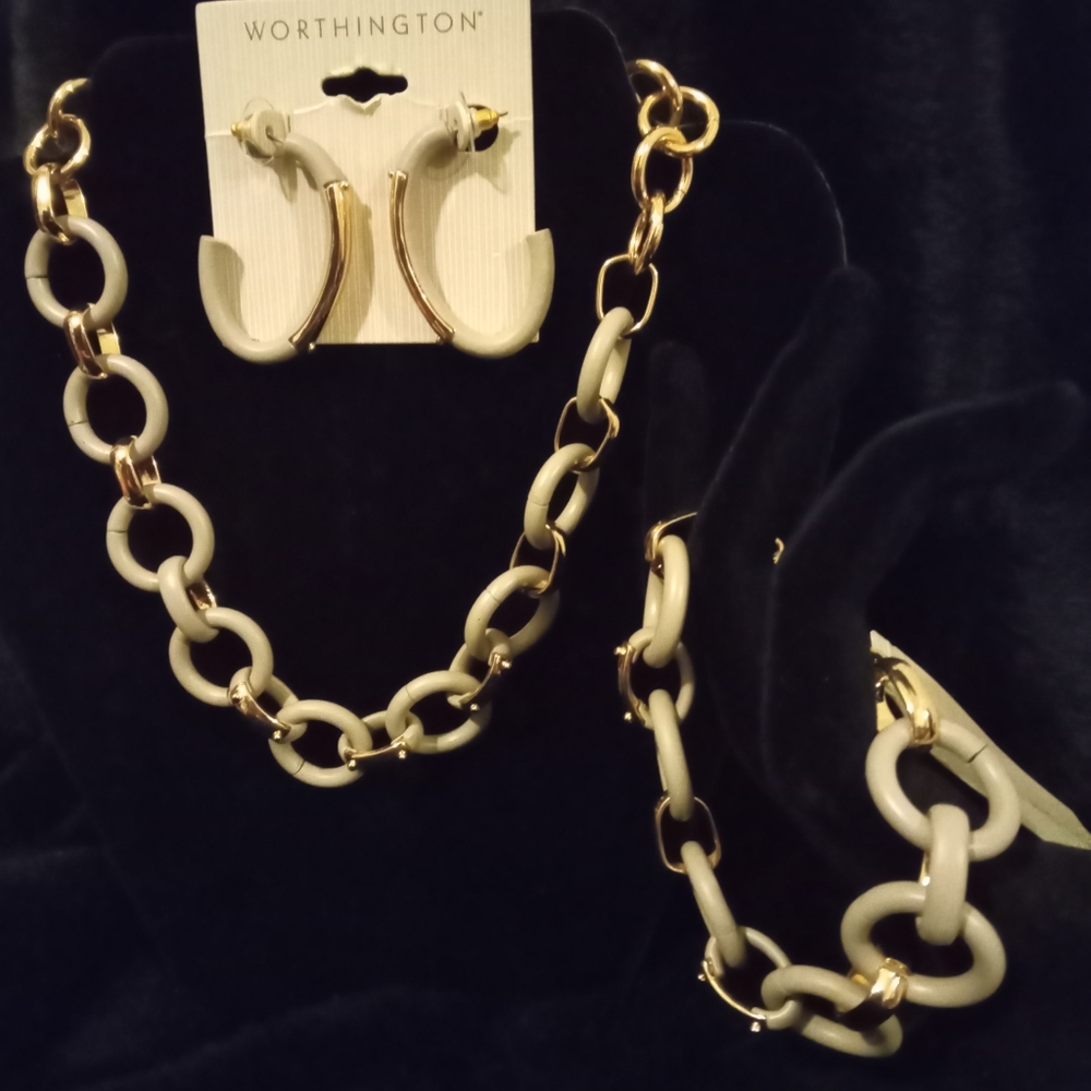Worthington Grey & Gold 3 Piece Jewelry Set